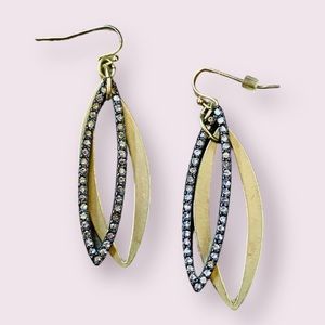 Madewell Black and Gold Brass Double Marquis Drop Earrings with Stones